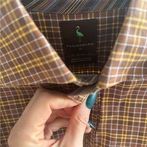 Tailorbyrd Brown, Yellow and White Plaid Men's Shirt
